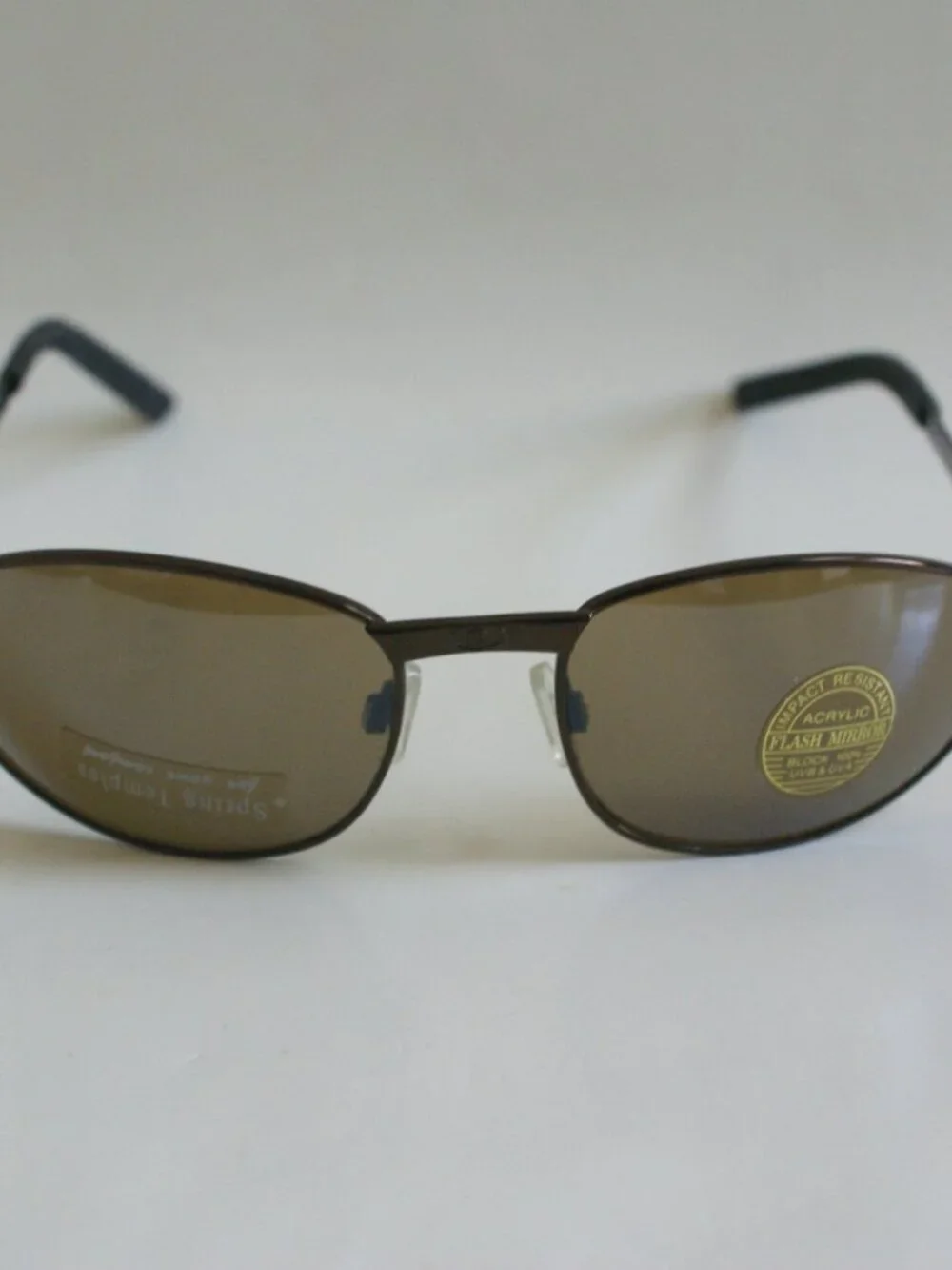 NWT Vintage 90's Oval Metal Designer Sport Sunglasses (S. Brown)